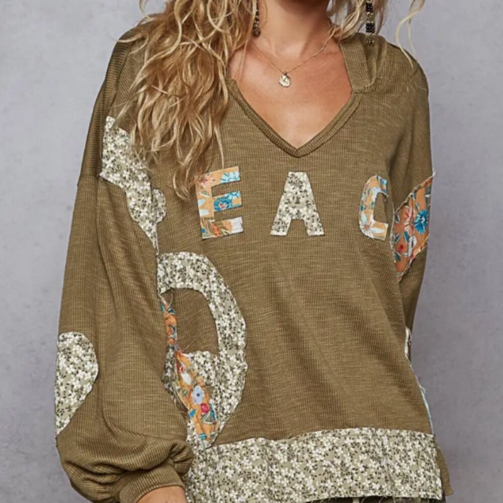 Pol Peace Patchwork Hooded Top - image 1
